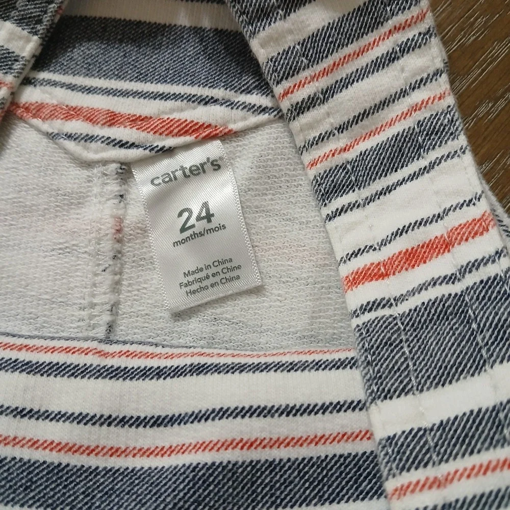 Carters Baby Beach Patrol Short Overalls 24 Months Horizontal Strips‎ SnapCrotch